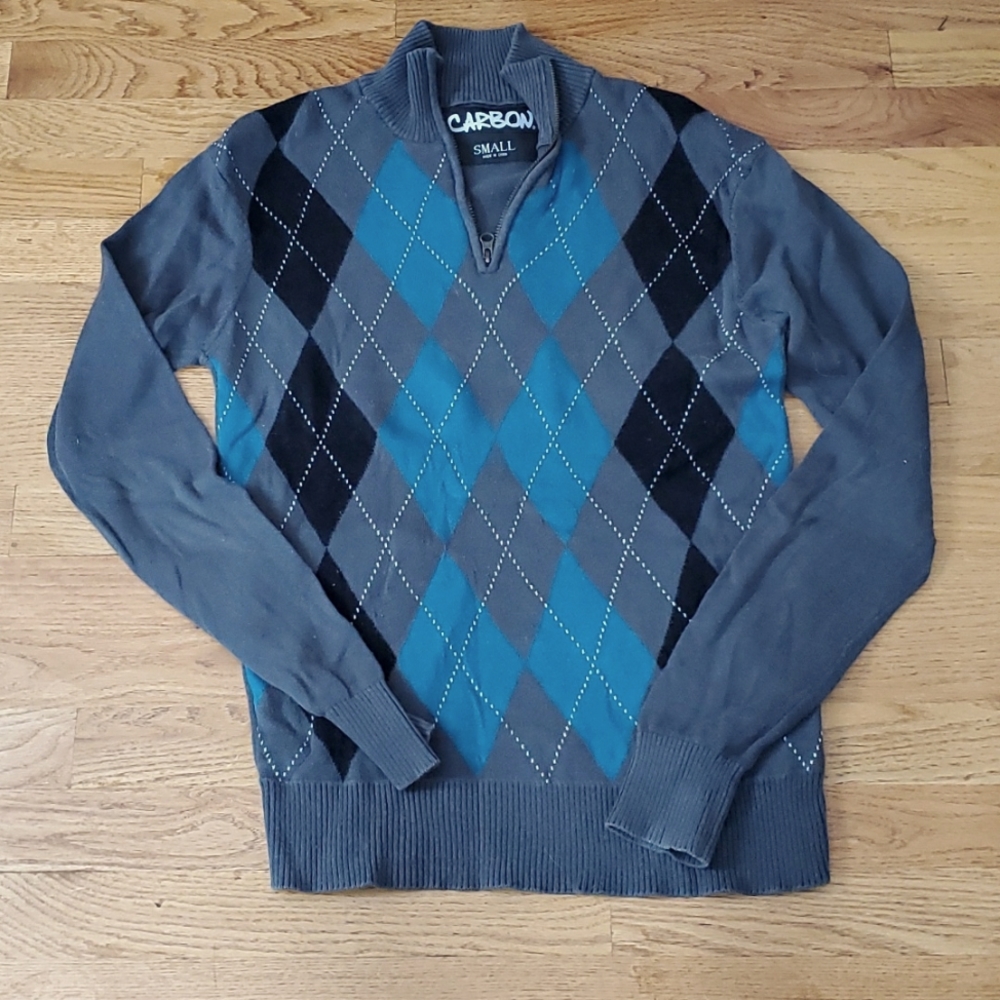 Men's argyle quarter zip sweater